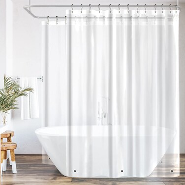 Riyidecor Clawfoot Tub Wrap Around Shower Curtain Liner Freestanding Bathtub All Around 180x70 Inch with Clear Foot Tub Round Surround Oval Extra Wide Metal Shower Hooks Included Heavy Duty