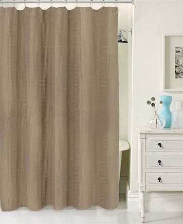 Dainty Home Textured Waffle Fabric 70" x 72" Machine Washable Imperial 100% Cotton Shower Curtain, Solid Coffee