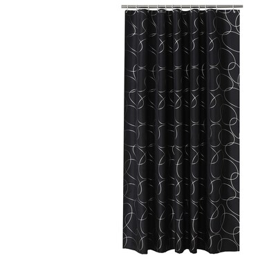 Sfoothome Polyester Fabric Small Size Shower Curtain Waterproof Bathroom Shower Curtains,Black Siliver Circle (36x72)