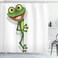 Lunarable Cartoon Shower Curtain, Jolly Frog Greater Eye Lizard Gecko Smily Funny Art, Cloth Fabric Bathroom Decor Set with Hooks, 69" W x 84" L, Fern Green White