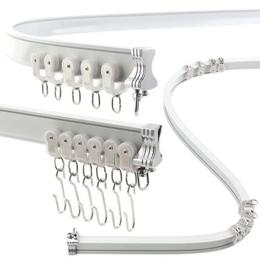 Aluminum Flexible Curtain Track 3ft-6.6ft / 2 Meter-Bendable Ceiling Track For Curtains, Ceiling/Wall Mount Curtain Rail System For Curved Shower Curtain, RV/Sliding Curtain Track (WHITE)