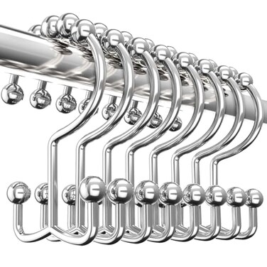 Utopia Bedding Double Shower Curtain Hooks Nickel Double Sided, Shower Curtain Rings, Shower Curtain Hooks Rust Proof, Shower Hooks for Shower Curtains Bathroom Shower Rods Curtains 12 Pc