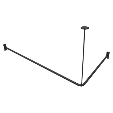 Naiture Stainless Steel 36'' x 36'' Corner Shower Curtain Rod with Ceiling Support, Black Finish