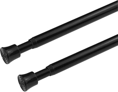 KXLife 2Pcs Small Window Tension Rods Adjustable Curtain Rod 17 to 28 Inch Tension Rod Expandable Spring Rod for Basement Window Curtains Tension Rods Spring for Kitchen Curtain, Black