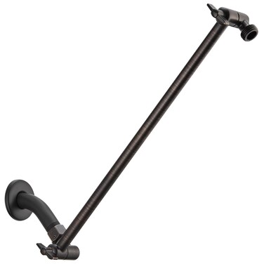 15 Inch Extra Long Adjustable Shower Head Extension Arm With Locking Set Screw, Singing Rain Brass Angle Height Adjustable, Easy To Install, G1/2 Universal Connector Compatible (Oil Rubber Bronze)