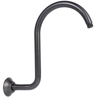 HAOXIN Bronze Shower Arm with Flange Brass 12 Inch Gooseneck Extension S Shaped Shower Arm High Arc Perfect For Fixed Rainfall Showerhead Replacement Part,Oil Rubbed Bronze,SA01B