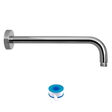 Lordear Shower Arm Chrome 16 Inch Shower Extension Arm L Shape Polished Chrome T304 Stainless Steel Long Shower Head Extension Tube, Shower Extender Arm with Flange