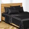 Candoury Satin Sheets Bed Set 6 Pcs, King Size Silky Bedding Set, Soft and Durable Pillowcase, Flat Sheet and Fitted Sheet, Hotel Luxury Bed Sheets Set(King, Black Striped)