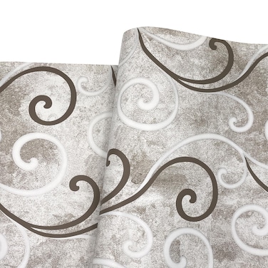 Helianthusun 32.8 feet Wallpaper Roll Brown and White Vine Peel and Stick Wall Decor Vinyl Paper Self Adhesive Drawer Shelf Liner Revamp Furniture Countertops (L-393.7x17.7 inches)