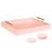 Juleduo Serving Tray 16.5&acirc;&euro;&oelig;X 13&acirc;&euro;&oelig;Deluxe Wooden Ottoman Tray for Coffee Table with Polished Gold Metal Handles and 4 Coasters, Living Room Bathroom Coffee Bar Organizer Modern Decorative Pink Tray