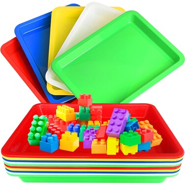 10 PCS Multicolor Plastic Art Trays,Activity Plastic Tray,Serving Tray for Art and Crafts,Painting,Beads,Organizing Supply(5 Color)