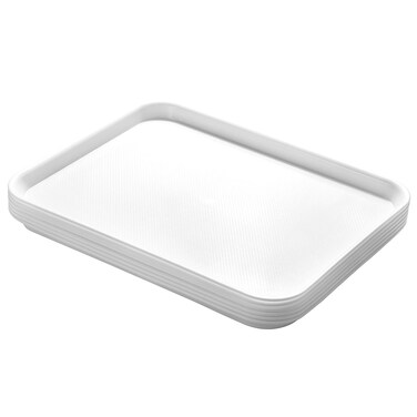 Aebeky Plastic Cafeteria Trays,Fast Food Serving Trays,13"X17",Set of 6(White)