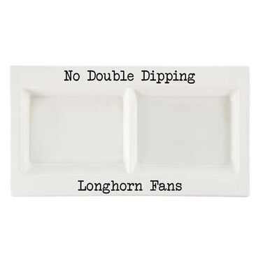 47th &amp; Main Football Ceramic Double Dipping Serving Tray, 11" L x 6" W x 2.25" H, Longhorn Fan