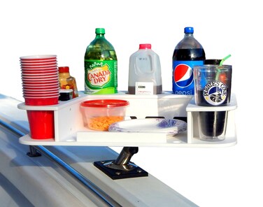 Docktail Butler Boat Table Caddy Organizer - Includes Rod Holder Mount   Portable Boat Table and Boat Bar, Marine Tables for Boats with Cup Holders, Boat Storage Accessories
