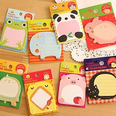 Sticky Notes, 8-Packs Self Sticky Notes in Different Shapes, Creative Self-Stick Notes Colorful Super Sticky Notes, Memo Notes for Students, Home, Office -Easy Post and Use (Animal)
