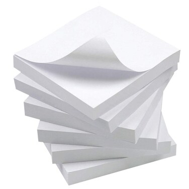 White Sticky Notes, 6 Pads, 3 X 3 Inch, 100 Sheets/Pad, Self-Stick Notes Pads, Easy Post Notes for Office, School, Home (White)