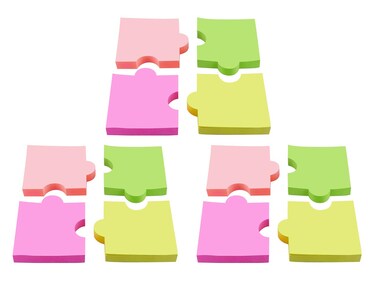4A Shapes Sticky Notes,Puzzle,2 7/8 x 2 4/7 Inches,Neon Assorted,Self-Stick Notes,100 Sheets/Pad,4 Pads/Pack,3 Packs,4A 5020x3