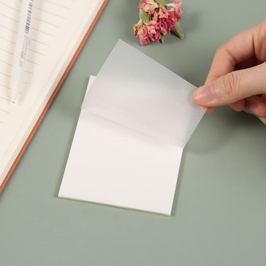 Transparent Sticky Note Pads - 200 Sheets Translucent Sticky Notes Waterproof Self-Adhesive Suitable for Reading, Studying, Home, Office, School, Planner Memo
