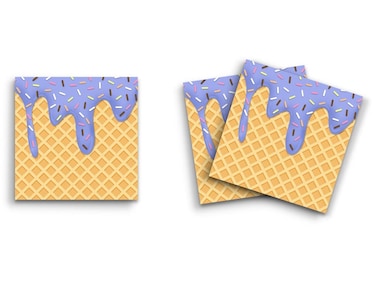 Butler in the Home Sticky Notes 3 Pack 3"x3" 50 Sheet Count Per Pad, Blue Dripping Ice Cream Sprinkles Waffle Cone, Cute Funny Memo Note Pads Stationery Paper