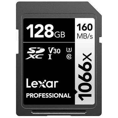 Lexar 128GB Professional 1066x SDXC Memory Card, UHS-I, C10, U3, V30, Full-HD &amp; 4K Video, Up To 160MB/s Read, for DSLR and Mirrorless Cameras (LSD1066128G-BNNNU)