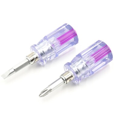 Stubby Screwdriver Short Screwdriver With Phillips Head and Flat Head, Small Magnetic Screwdriver for DIY Repairing,2 Piece Set