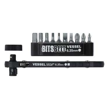 Vessel TD-70 Plate Ratchet Screwdriver Set (Includes 10 Positive, Negative, Hex Bits)