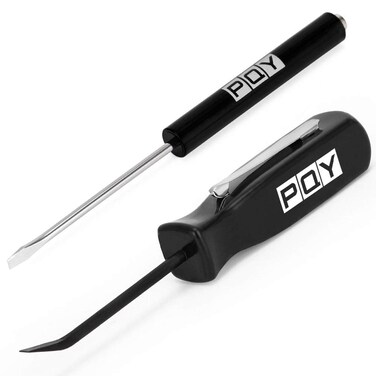 PQY Pocket Magnetic Screwdriver Slotted Head With Magnet Top + Mini Pry Bar Set (black)