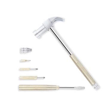 LANDIBO 6-in-1 Metal Hammer &amp; Screwdriver Multi-Tool Set with Small Nesting Hammer and Flat Head Phillips Screwdriver Set Non-slip Handle Slotted Best Gift for Husband, Son, Dad and G (Silvery-yellow)