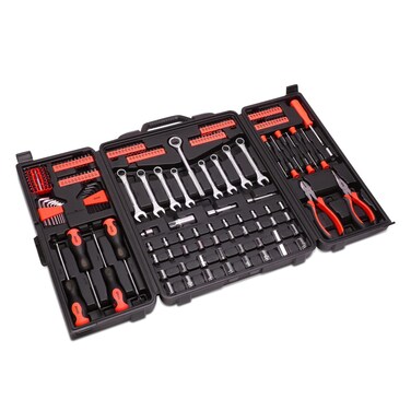 DNA MOTORING TOOLS-00021 Orange 220 PCs Automotive/Home Repair Box with Tool Set Socket+Hex Key+Screwdriver+Ratchet