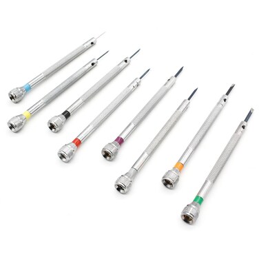 Hordion 8Pcs Micro Precision Screwdriver Set, Jewelers Screwdriver Set, Watch Screwdriver Kit 0.6-2mm for Watch, Jewelry, Eyeglasses, Sunglass, Electronics, Computer, Toys Repair (Flat)