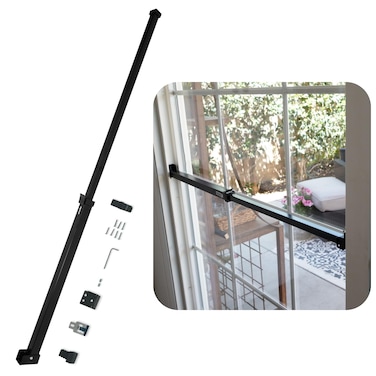 SECURITYMAN Sliding Door Security Bar-Child Proof Sliding Door Lock Bar with Anti Lift Lock - Fits Most Doors &amp; Windows - Adjustable Patio Door Security Bar (18.75"- 51.1") Black
