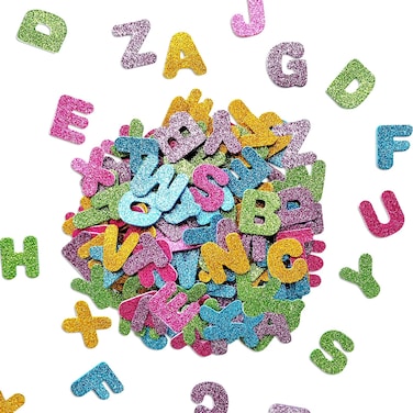 Jtnohx Glitter Letters Stickers, Foam Letters for Crafts, 140 Pcs Foam Stickers for Kids Crafts, 1.57" Size Craft Supplies (Letter)