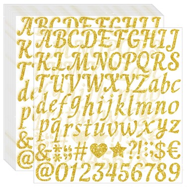 1200 Pcs 15 Sheets Gold Sticker Letters Glitter Alphabet Stickers Small Self Adhesive Waterproof Vinyl Letter Stickers for Scrapbooking Crafts Sign Cup Mailbox Number Home Decor(Gold,1 Inch)