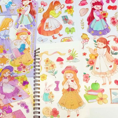 Kawaii Cute Korean People Sticker Stationary for Journaling Scrapbooking Album Diary Planner DIY Craft Calendar Diary Book Sticker Scrapbook Planner Decoration