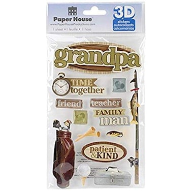 Paper House Productions STDM-0195E 3D Cardstock Stickers, Grandpa (3-Pack)