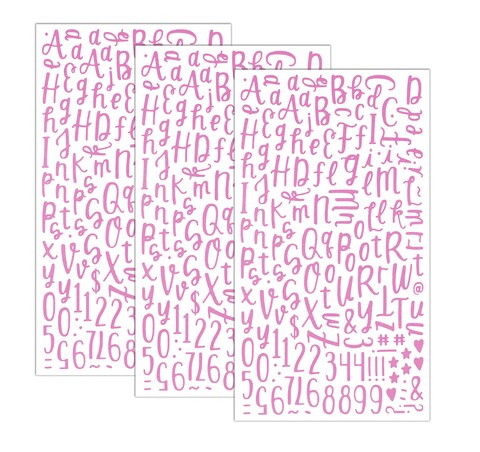 QQ&amp;U Pink Glitter Cursive Alphabet Letter and Number Stickers