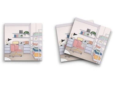 Butler in the Home Sticky Notes 3 Pack 3"x3" 50 Sheet Count Per Pad, Home Office Scene Computer Desk Coffee, Cute Funny Memo Note Pads Stationery Paper