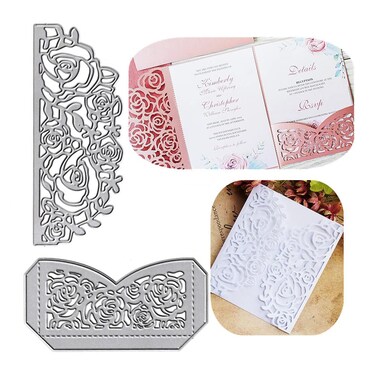 Metal Flower Wedding Invitation Card Base Border Die Cuts Cutting Dies Embossing Stencils Template Mould for Card Making Decoration and DIY Scrapbooking Album