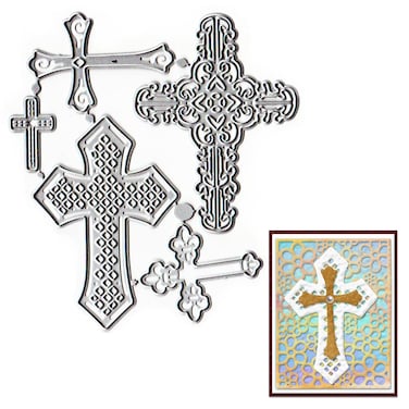 ALIBBON 5 Pcs Christmas Cross Die Cuts for Card Making and Scrapbooking, Religion Cutting Dies Metal Template Molds, Pray Die Cuts for DIY Photo Album Paper Embossing Crafting Decoration