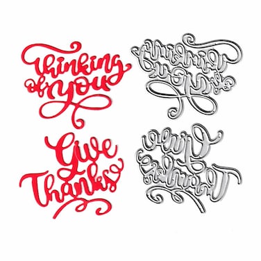 Gave Thanks Cutting Dies, Thinking of You Words Die Cuts Metal Embossing Stencils Template Mould for Card Scrapbooking and DIY Craft Album Paper Card Decor