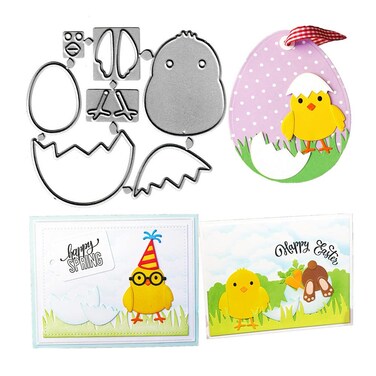 Easter Chick Broke Out Shell Egg Cutting Dies, Chicken Egg Die Cuts Metal Embossing Stencils Template Mould for Card Scrapbooking and DIY Craft Album Paper Card Decor