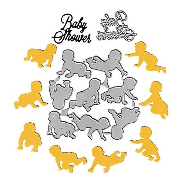 8pcs Crawling Baby Cutting Dies, Baby Die Cuts Metal Embossing Stencils Template Mould for Card Scrapbooking and DIY Craft Album Paper Card Decor