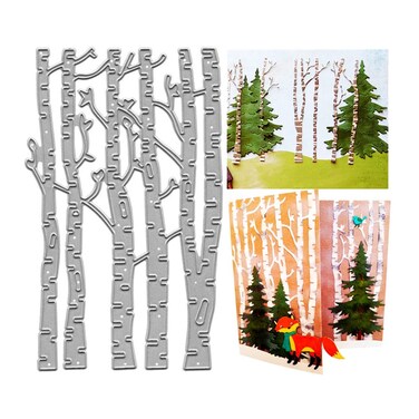 Autumn Fall Tree Stump Leaves Cutting Dies,Winter Tree Background Frame Die Cuts Metal Embossing Stencils Template Mould for Card Scrapbooking and DIY Craft Album Paper Card Decor
