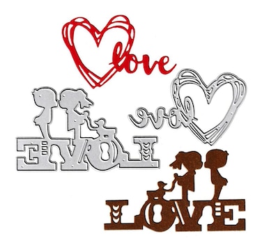 Love Heart Cutting Dies, Kiss Girl Boy Lovers Die Cuts Metal Embossing Stencils Template Mould for Card Scrapbooking and DIY Craft Album Paper Card Decor