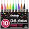 Chalkola 10 Fine Tip Liquid Chalk Markers for Chalkboard Signs, Blackboard, Window, Labels, Bistro, Glass, Car (10 Pack 3mm) - Wet Wipe Erasable Ink Chalk Board Markers, 3mm Reversible Tip Chalk Pens