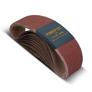 POWERTEC 110000 4 x 24 Inch Sanding Belts, 10PK, 60 Grit Aluminum Oxide Belt Sander Sanding Belt, Sandpaper For Makita Belt Sander, Oscillating Belt and Spindle Sander