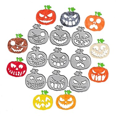 Halloween Pumpkins Leaves Cutting Dies, 9pcs Spooky Pumpkin Die Cuts Metal Embossing Stencils Template Mould for Card Scrapbooking and DIY Craft Album Paper Card Decor