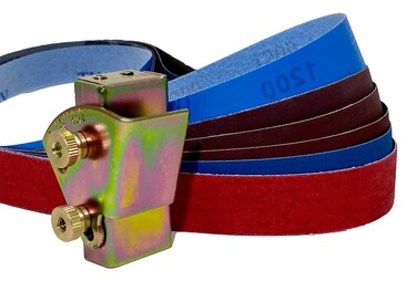 Knife Sharpening (Away) Angle Guide fits 1X30 Belt Sander with Assorted 6 Pack of 1X30 Sharpening Sanding Belts (6 Grit Belts)