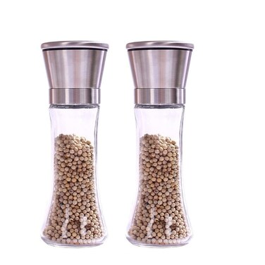 Manual Salt and Pepper Grinder Set, Stainless Steel Shakers with Adjustable Coarseness, Pepper Mill &amp; Salt Mill Modern Kitchen Accessories, Chef Gift and Ideal Gift for Housewarming - 2 Packs