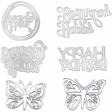 Accfore 6 Pack Die Cuts for Card Making,Happy Birthday Cutting Dies Card Making Supplies DIY Die Cutters Card Making Die Stencils for Scrapbooking,Crafts Decoration Birthday Gifts